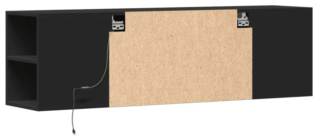 fekete fali TV-szekrény LED-világítással 135x31x39,5 cm