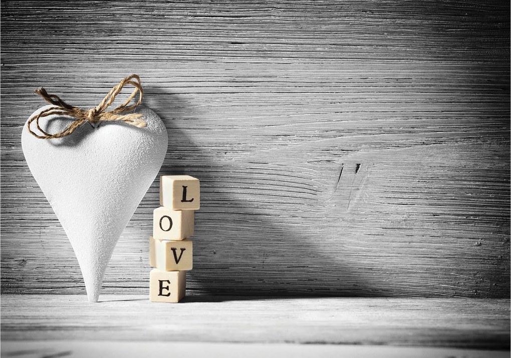 Flizelin fotótapéta Love szív fa deszka loft romantikus 400x280 +ragasztó