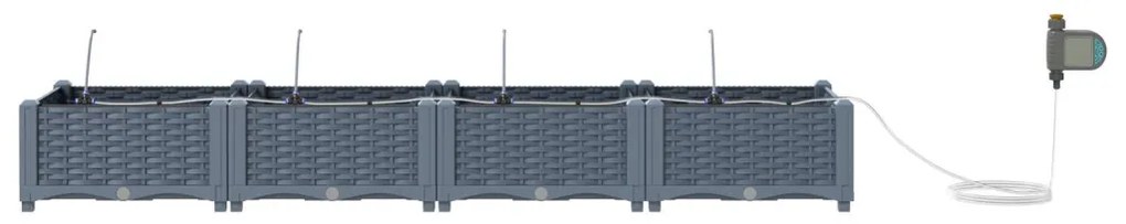 Kerti ültetők Világosszürke 160 x 40 x 22 cm Acél