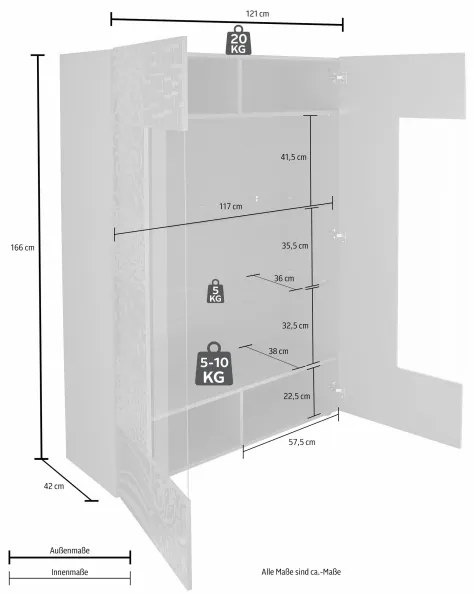 Vitrineszekrény ARIA sonoma tölgy
