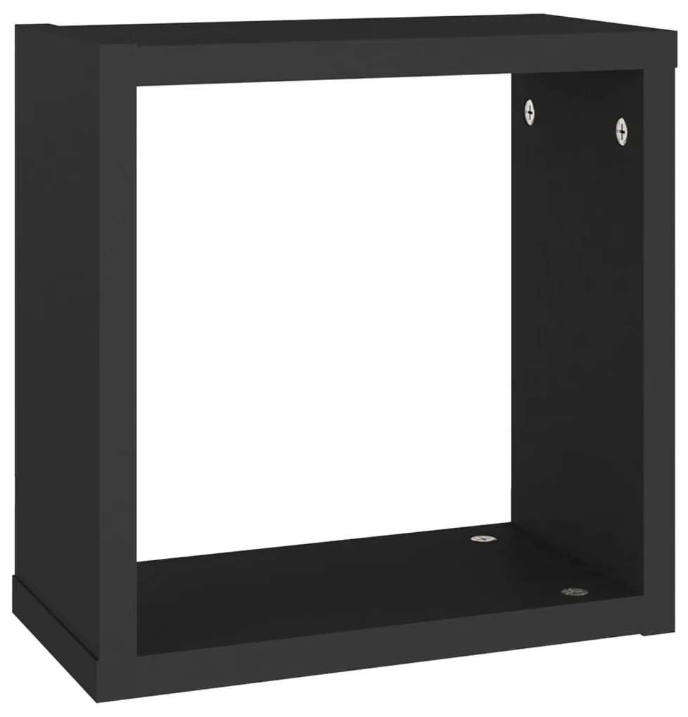 6 db fekete fali kockapolc 30 x 15 x 30 cm