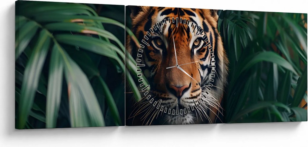 Kép - Egy tigris portréja a dzsungelben (órával) (90x30 cm)
