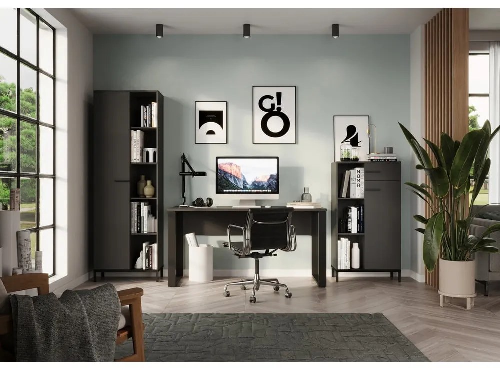 Antracitszürke könyvespolc 64x190x34 cm Rovigo – Germania