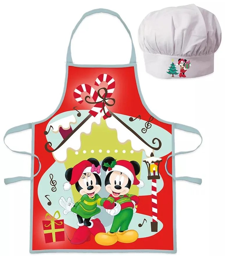 Disney Minnie and Mickey Karácsonyi kötény és műanyag étkészlet szett