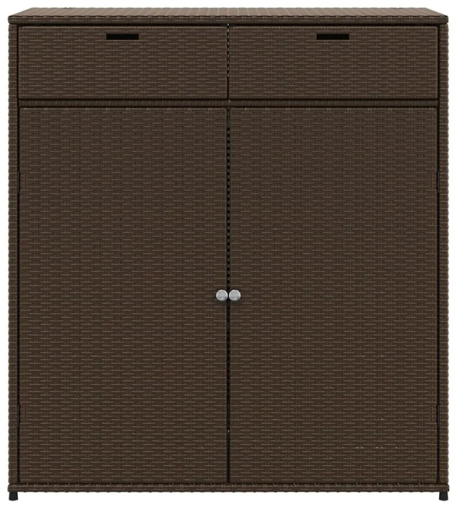 barna polyrattan kerti tárolószekrény 105 x 55 x 113 cm