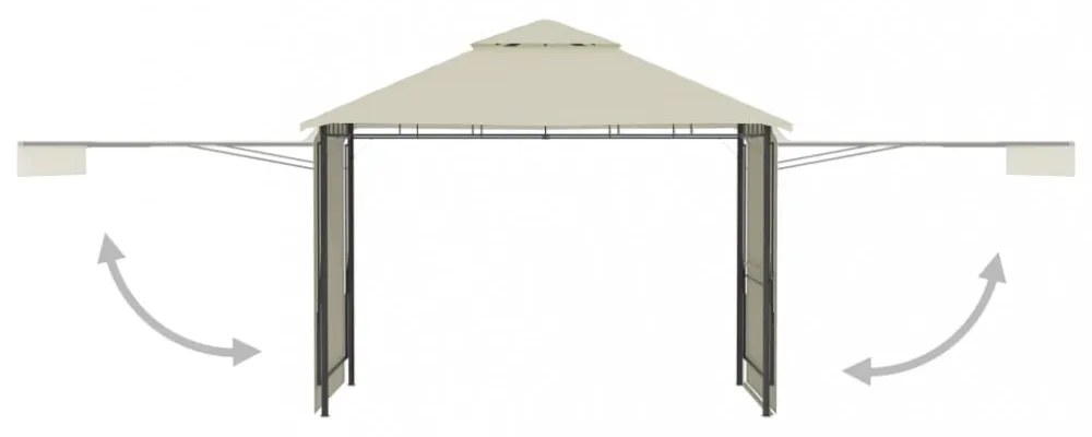 krémszínű pavilon dupla kibővített tetővel 3x3x2,75 m 180 g/m²