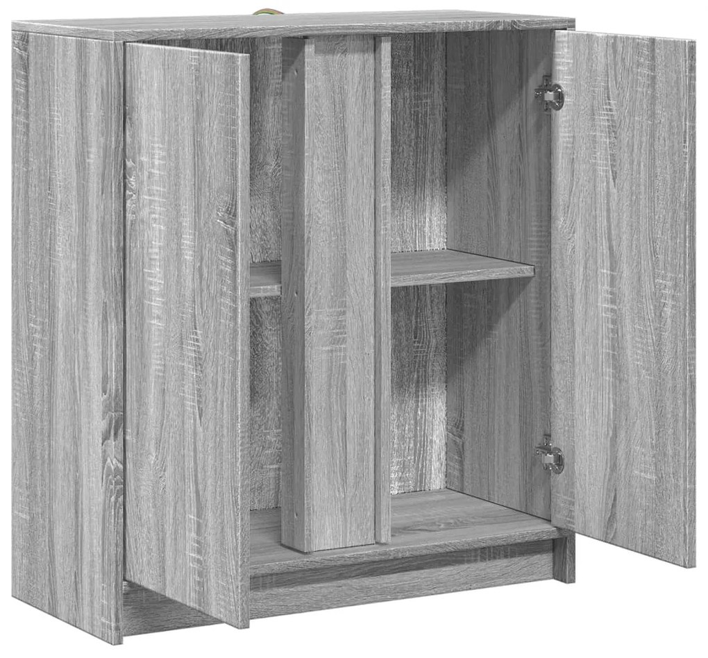 szürke sonoma szerelt fa tálalószekrény LED-del 77 x 34 x 85 cm