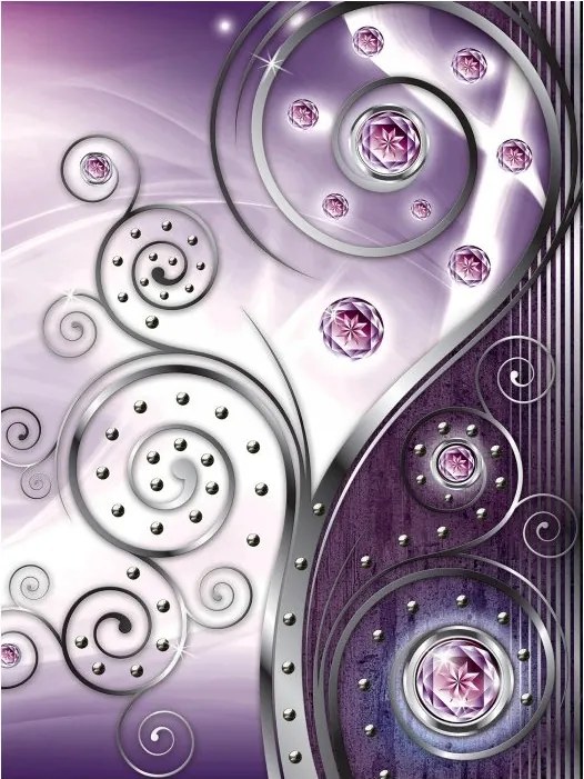 Fotótapéta Lila Ezüst vinil díszek 184x254 +ragasztó