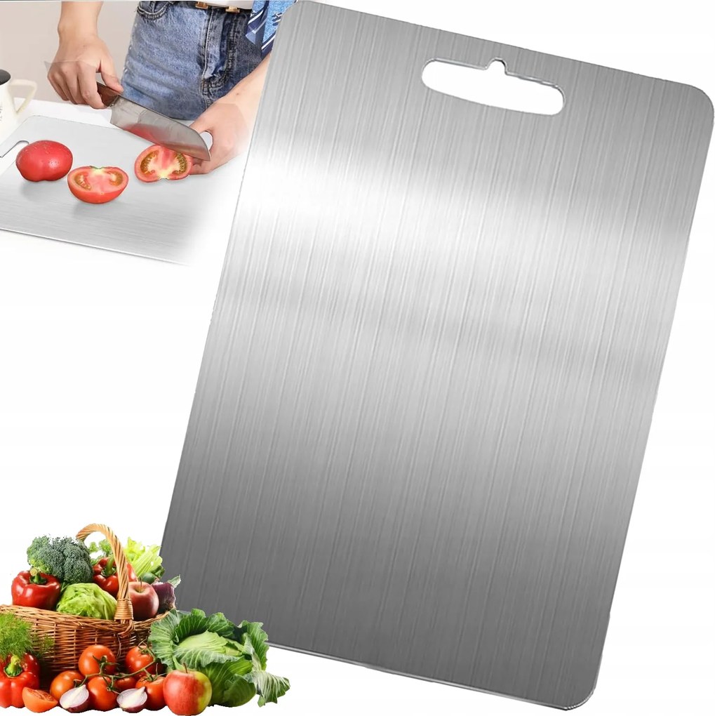 Vágódeszka Rozsdamentes acél 46x30cm BPA-mentes Zöldség-Gyümölcs Hús