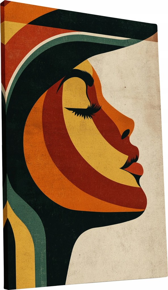 Vászonkép Retro Nő a 70-es évek stílusában otthon nappali 50x70