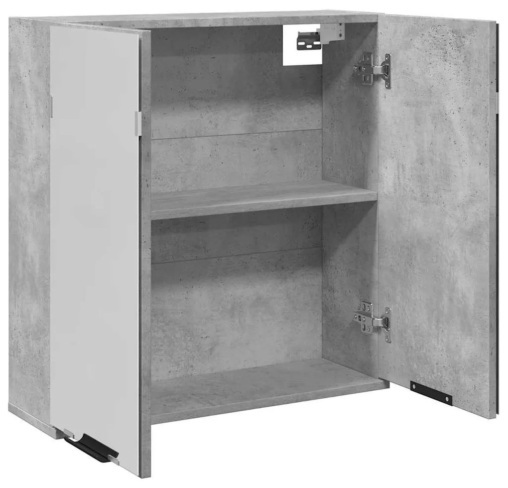 Fürdőszobai tükörszekrény betonszürke 64x20x66,5 cm műfa