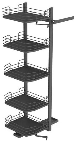 Konyhai fémrács, kamravasalás, 450mm, antracit, részleges kihúzású, 5 kosár, nyíló ajtóhoz Infinity Line 295