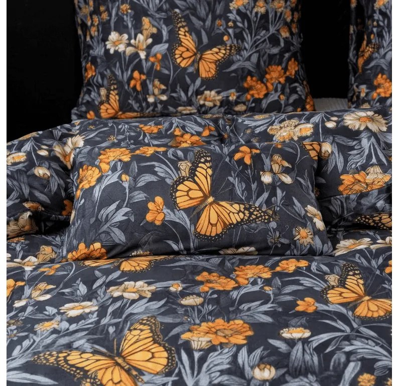 Mikroszálas ágyneműhuzat BUTTERFLY GARDEN kék-szürke Ágyneműhuzat mérete: 70 x 90 cm | 140 x 220 cm