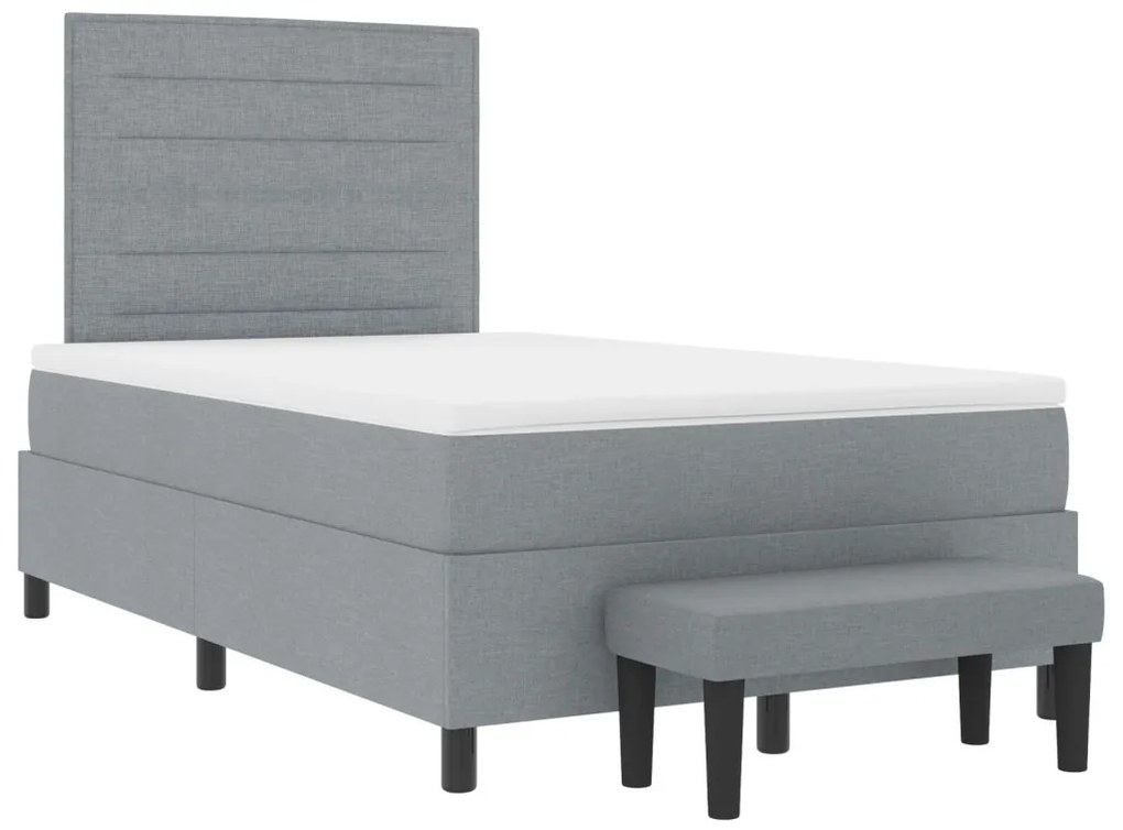 Box Spring Ágy Matraccal és Pad Világosszürke 120x190 cm Szövet
