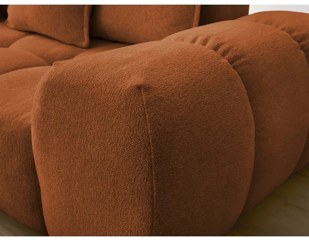 Terrakotta színű zsenília kinyitható-tárolóhelyes sarokkanapé (bal oldali-L alakú) Everest – Bobochic Paris