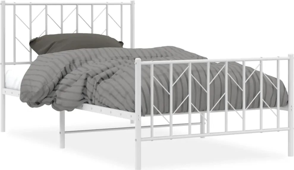 vidaXL fehér fém ágykeret fej- és lábtámlával 100 x 190 cm