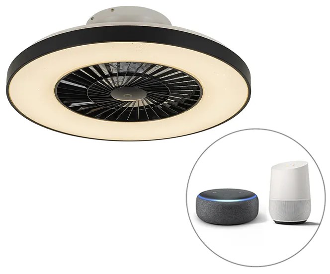 Intelligens mennyezeti ventilátor fekete, csillaghatású, szabályozható - Climo