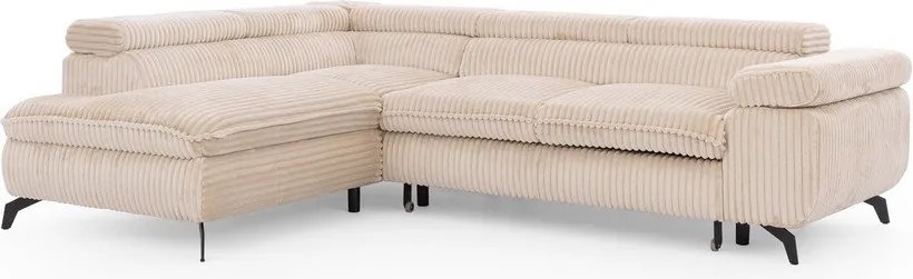 Bézs kordbársony sarokkanapé (bal oldali-L alakú) Marbeya – Ropez