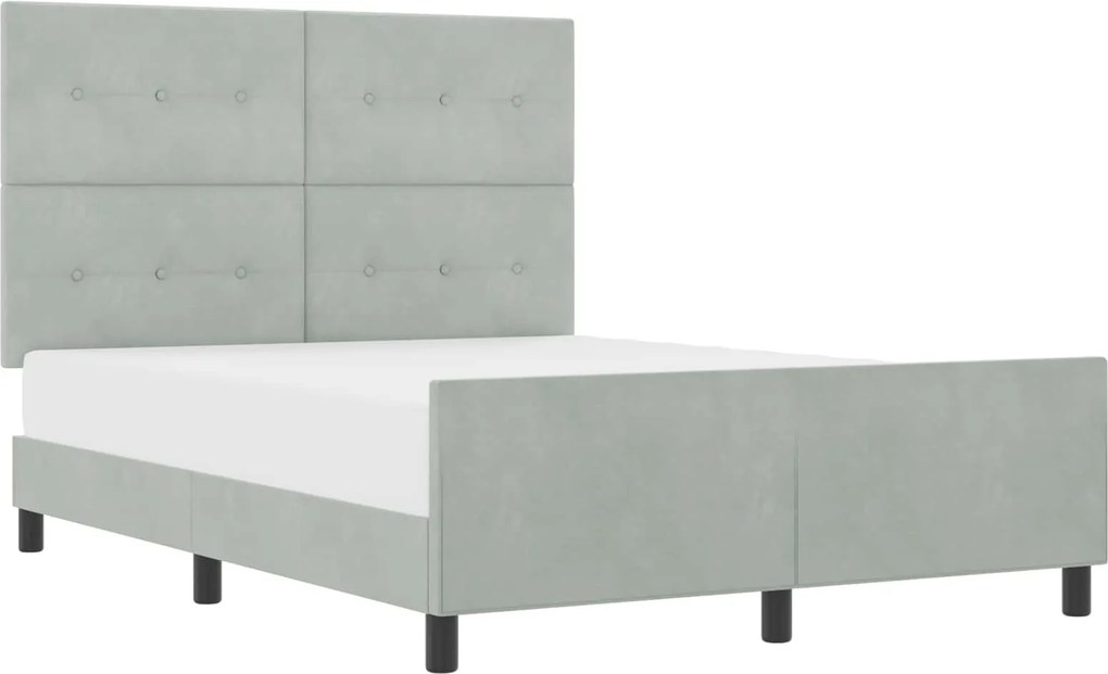 vidaXL Boxrugós ágy fejtámlával Világosszürke 140 x 190 cm Bársony