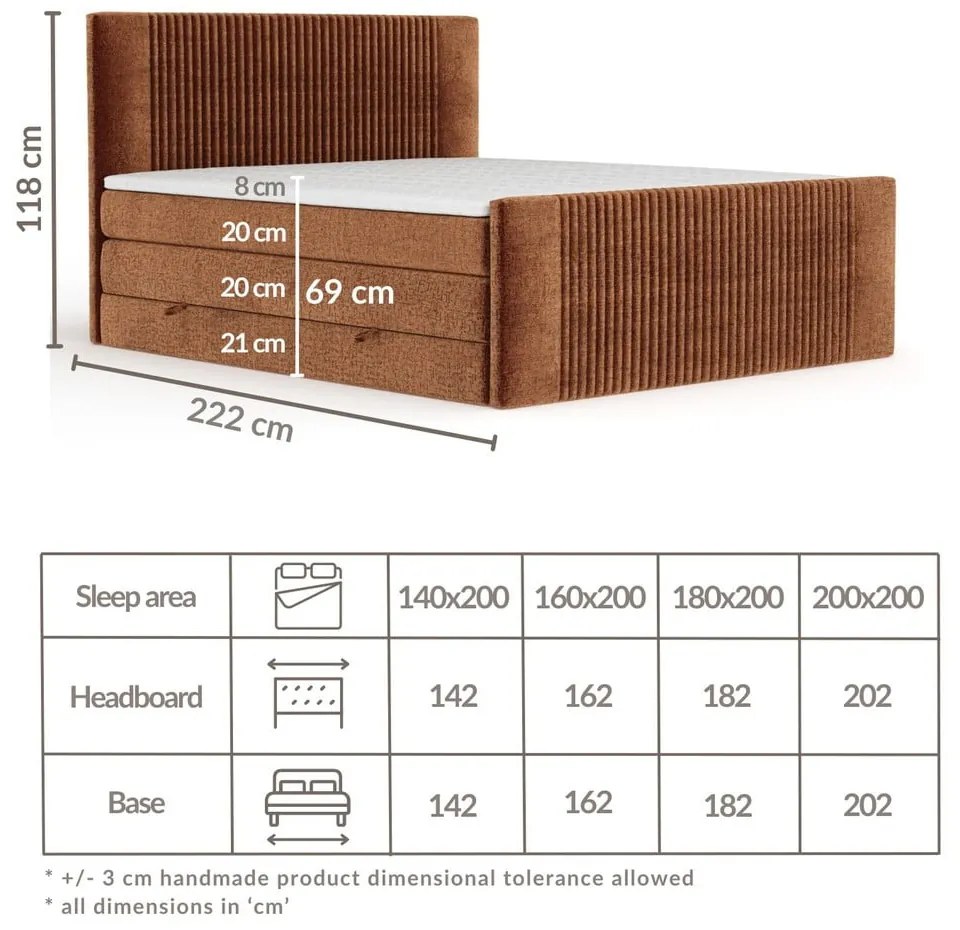 Sötétzöld ágyneműtartós boxspring ágy 200x200 cm Bergamo – Maison de Rêve