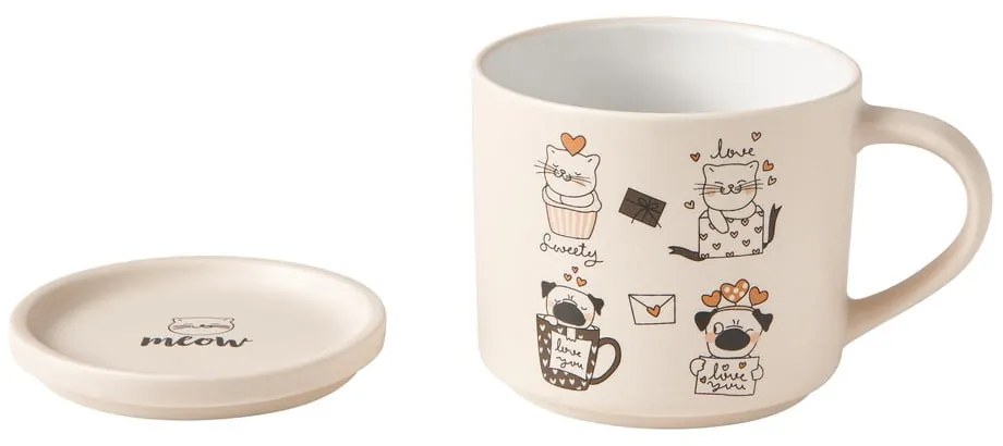 Narancssárga-bézs porcelán bögre szett 2 db-os 350 ml Cats – Brandani