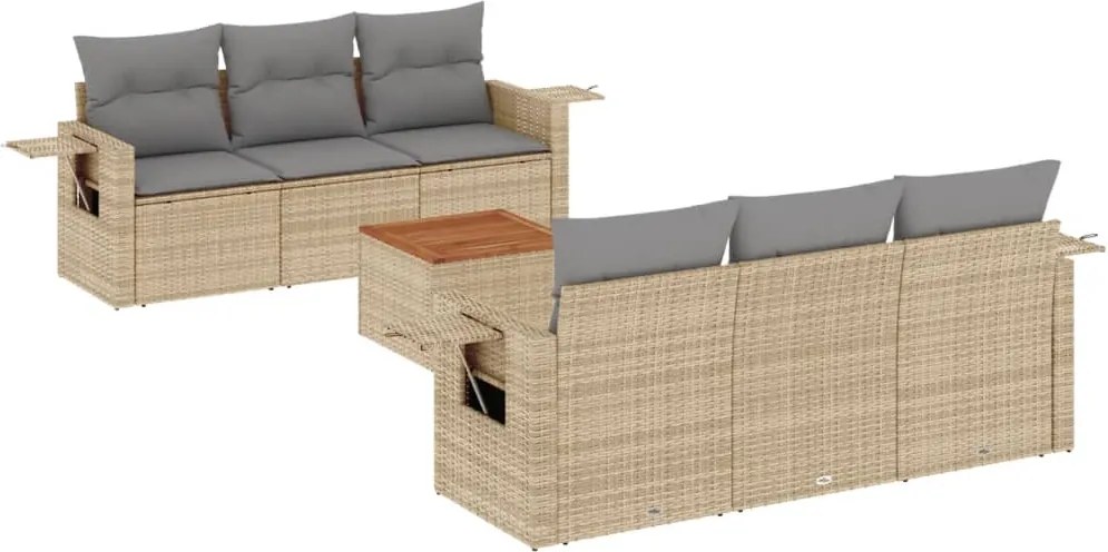 vidaXL 7 részes vegyes bézs polyrattan kerti ülőgarnitúra párnákkal