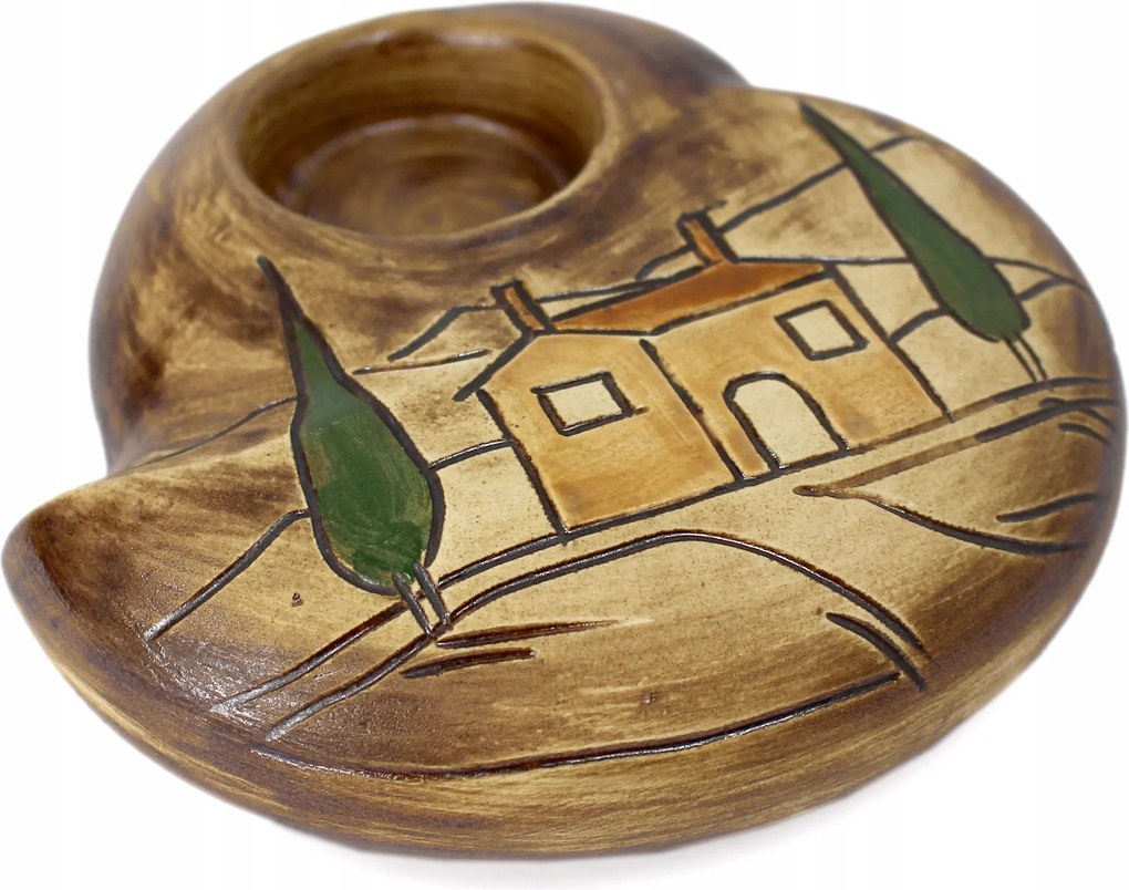 Kerámia gyertyatartó Ø-15 cm-es faragott toszkán táj