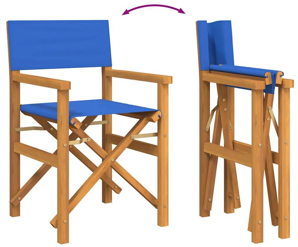 Összecsukható rendezői szék Kék tömörfa teak