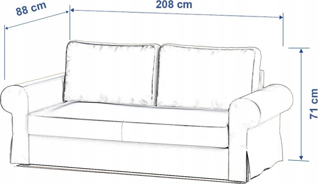 Backabro 3 személyes összecsukható kanapé huzat Ikea sárga-kék
