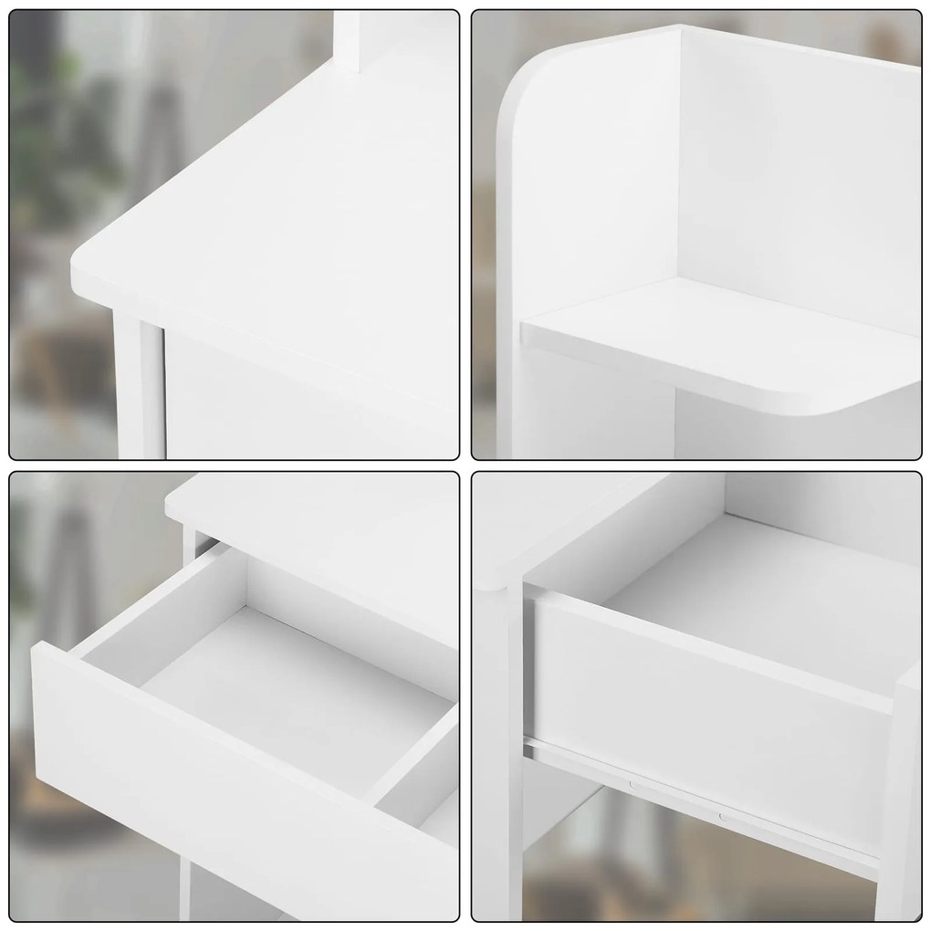 LUCIA fésülködőasztal világítással, 108x40x140cm, fehér Jurhan