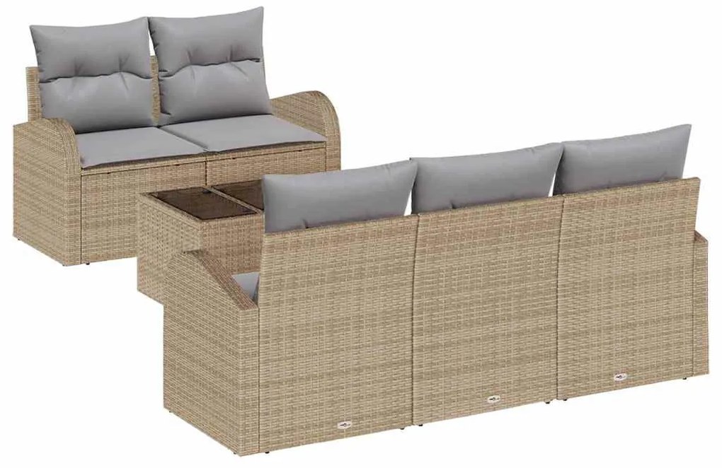 Kerti Kanapé Szett 6 pcs Bézs 55 x 55 x 37 cm Poli rattan