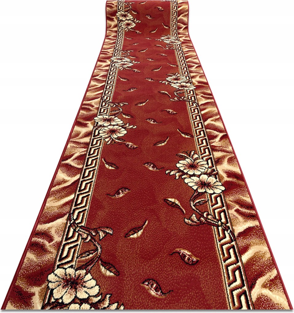 Futószőnyeg Bcf 200 cm Trio bordó Keret Virágok ^*Q1875
