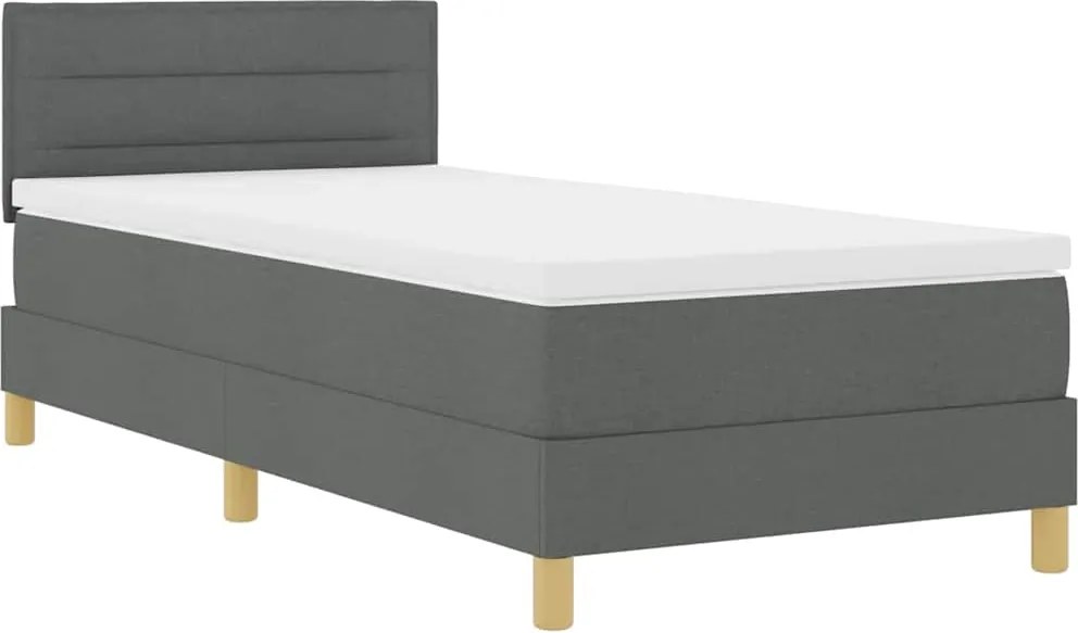 vidaXL LED Box Spring Ágy matracmal Sötétszürke 90 x 190 cm szövet