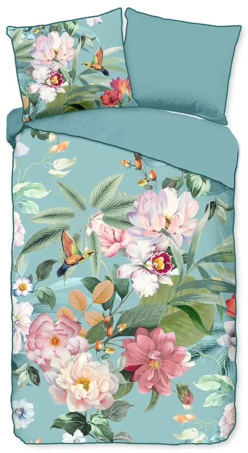 Kék egyszemélyes-hosszabbított pamut-szatén ágyneműhuzat 140x220 cm Fungi – Descanso