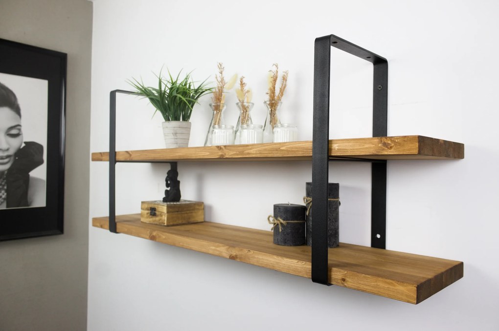 Polc vastag fenyő fa dupla ipari lógó szilárd100x20cm