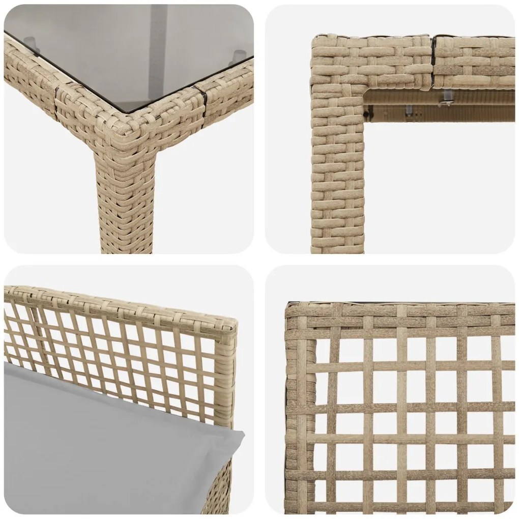2 db Bézs Polirattan 90 x 90 x 75 cm UV-álló anyagok