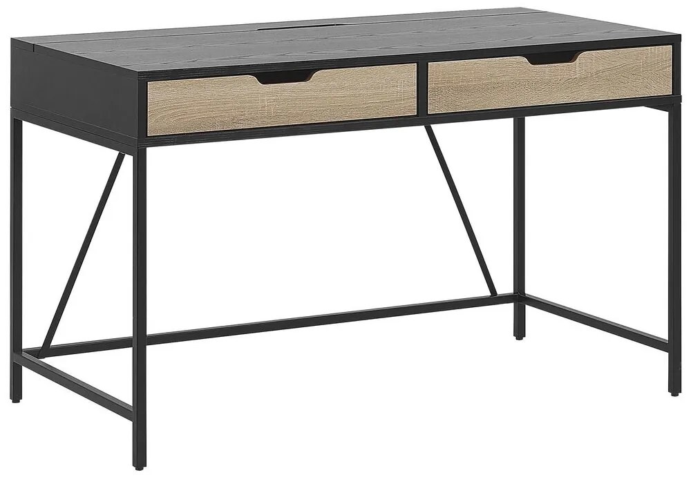 Elegáns Íróasztal Fekete És Világos Fa Színben 120 x 60 cm JENA Beliani