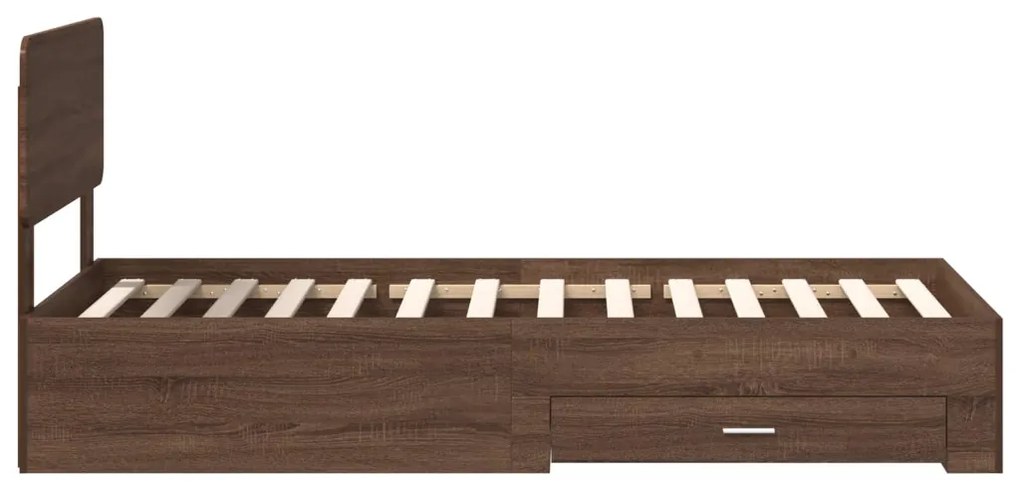 vidaXL Ágykeret fejtámlával fiókkal Barna Tölgy 100 x 200 cm Faanyag