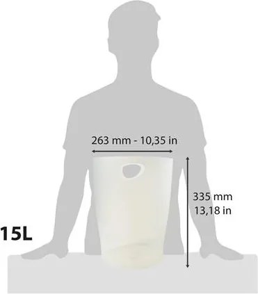 Papírkosár, 15 liter, PP, EXACOMPTA Office, matt fehér (EX45357D)