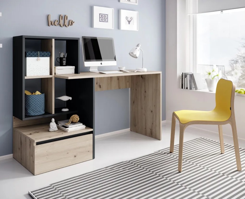 Íróasztal Artisan tölgy / antracit színkombinációban – PACO PC02