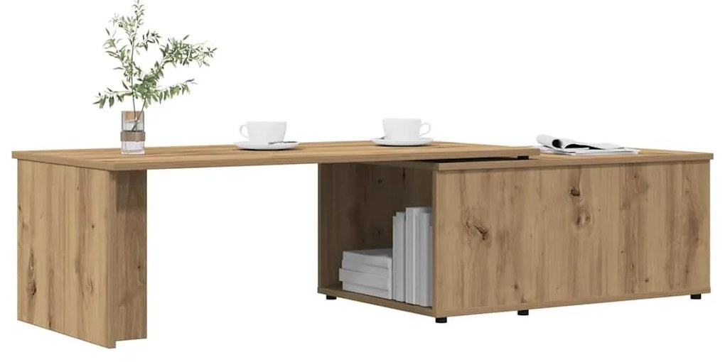 kézműves tölgy színű szerelt fa dohányzóasztal 150x50x35 cm