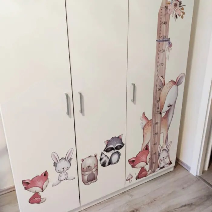INSPIO Fali magasságmérő gyerekeknek - Erdei állatkák