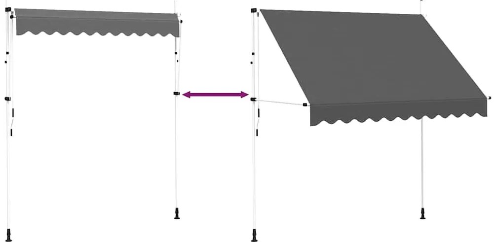 kézzel feltekerhető antracit napellenző 250 cm