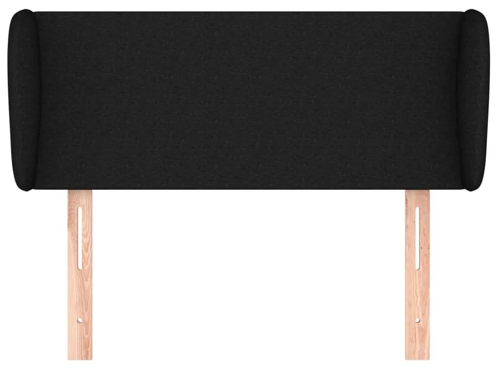 fekete szövet fejtámla szárnyakkal 93x23x78/88 cm