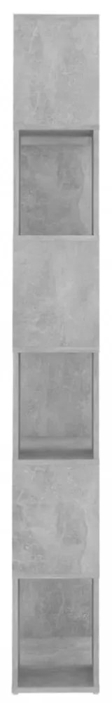 betonszürke szerelt fa térelválasztó könyvszekrény 60x24x186 cm