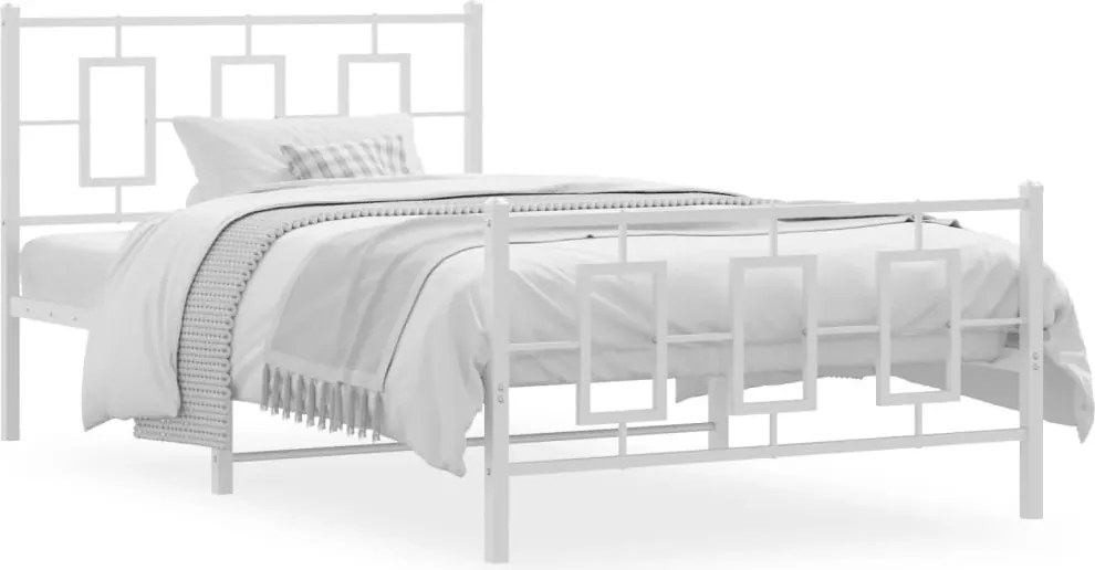 vidaXL fehér fém ágykeret fej- és lábtámlával 107 x 203 cm