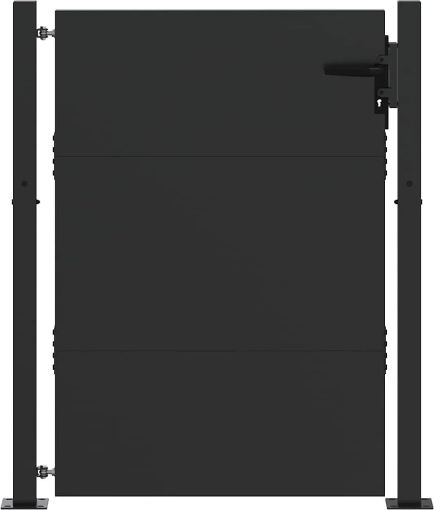 vidaXL Kerti kapu zárral Fekete 105 x 130 cm Porszórt acél