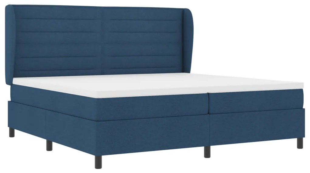 Boxspring Ágy Mattal Kék 200x200 cm Textil