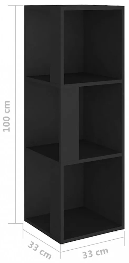 fekete szerelt fa sarokszekrény 33 x 33 x 100 cm