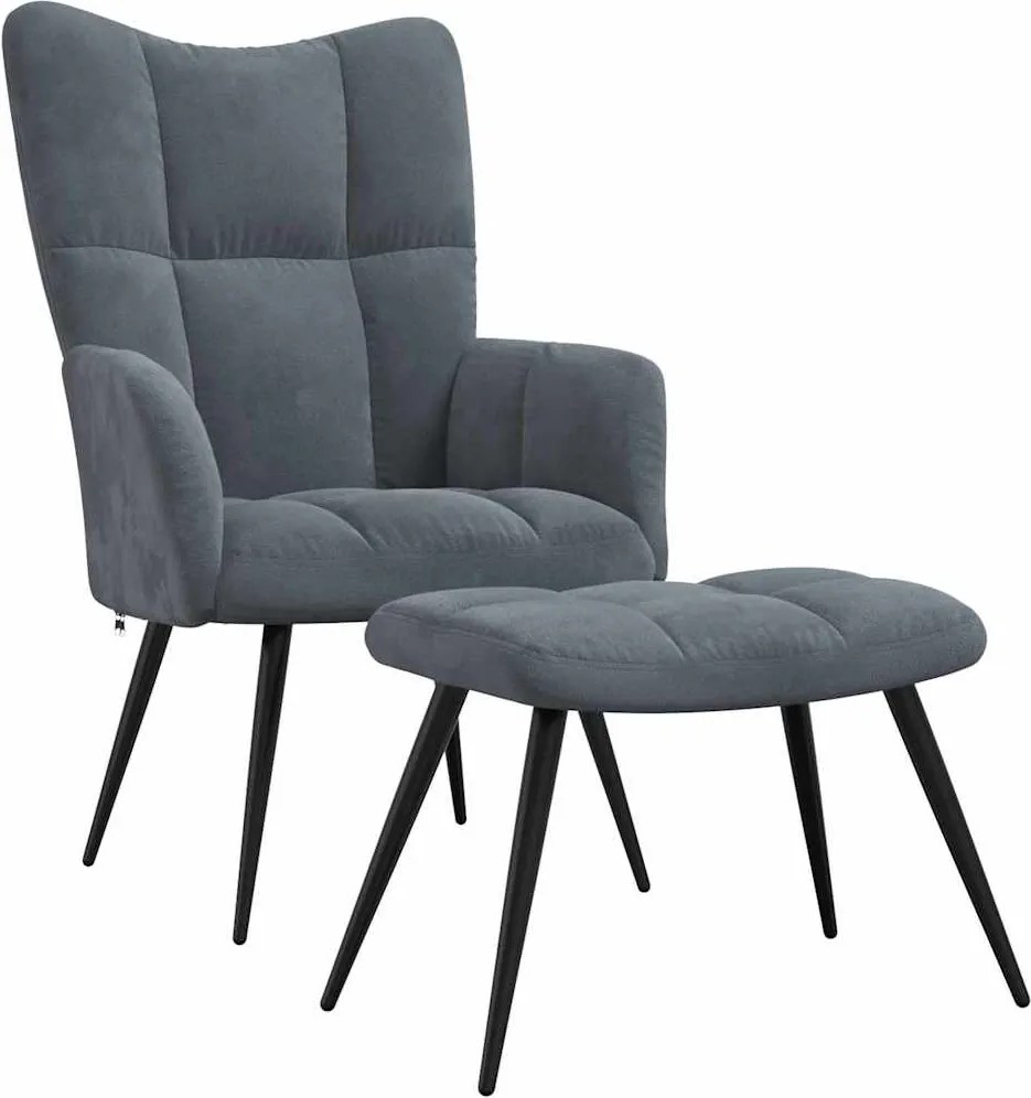 vidaXL Pihenőszék puffal 2 pcs Sötétszürke Bársony